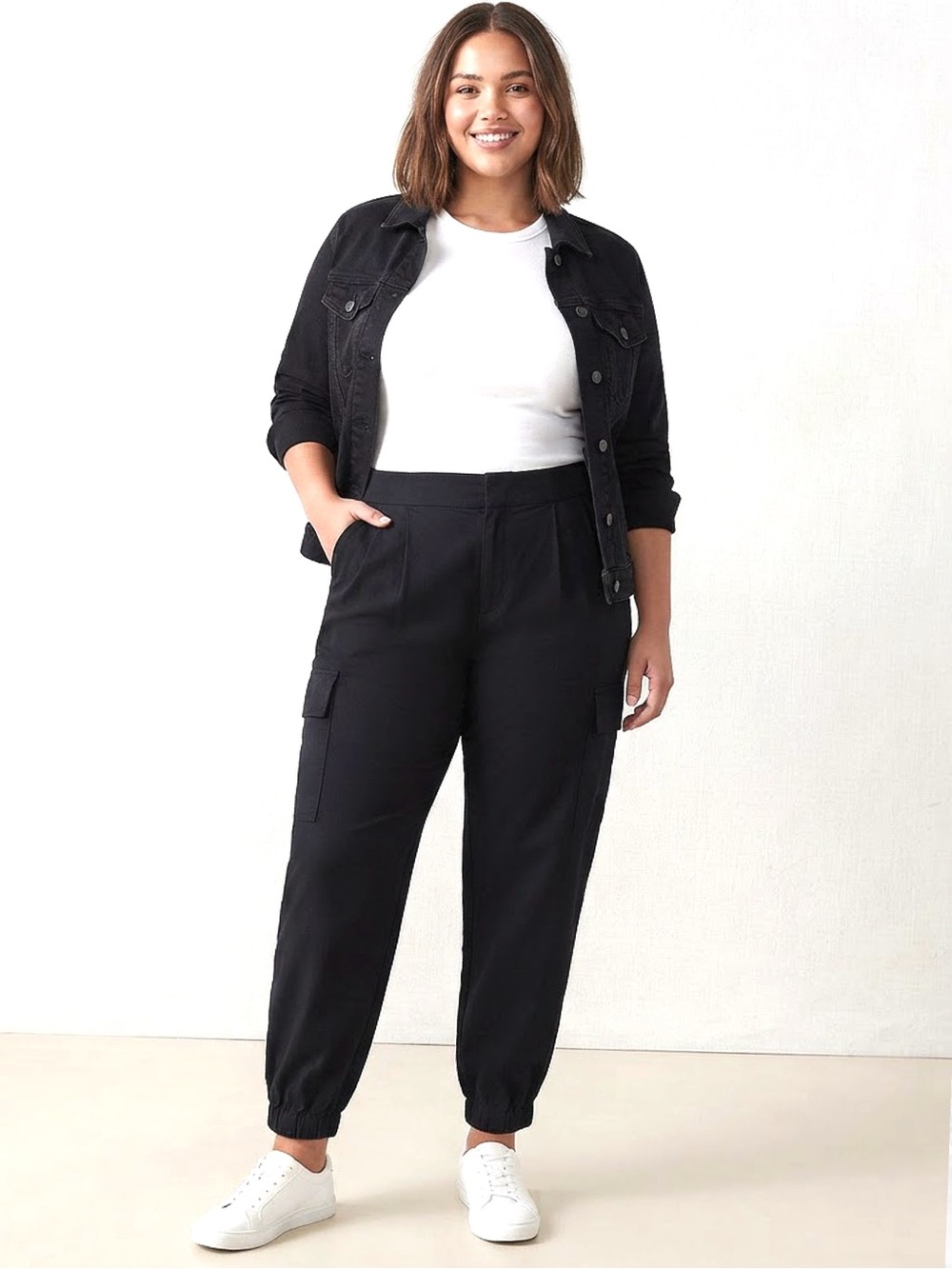 A New Day Black Cargo Pants NWOT (oversized) 19" waist, 27" inseam